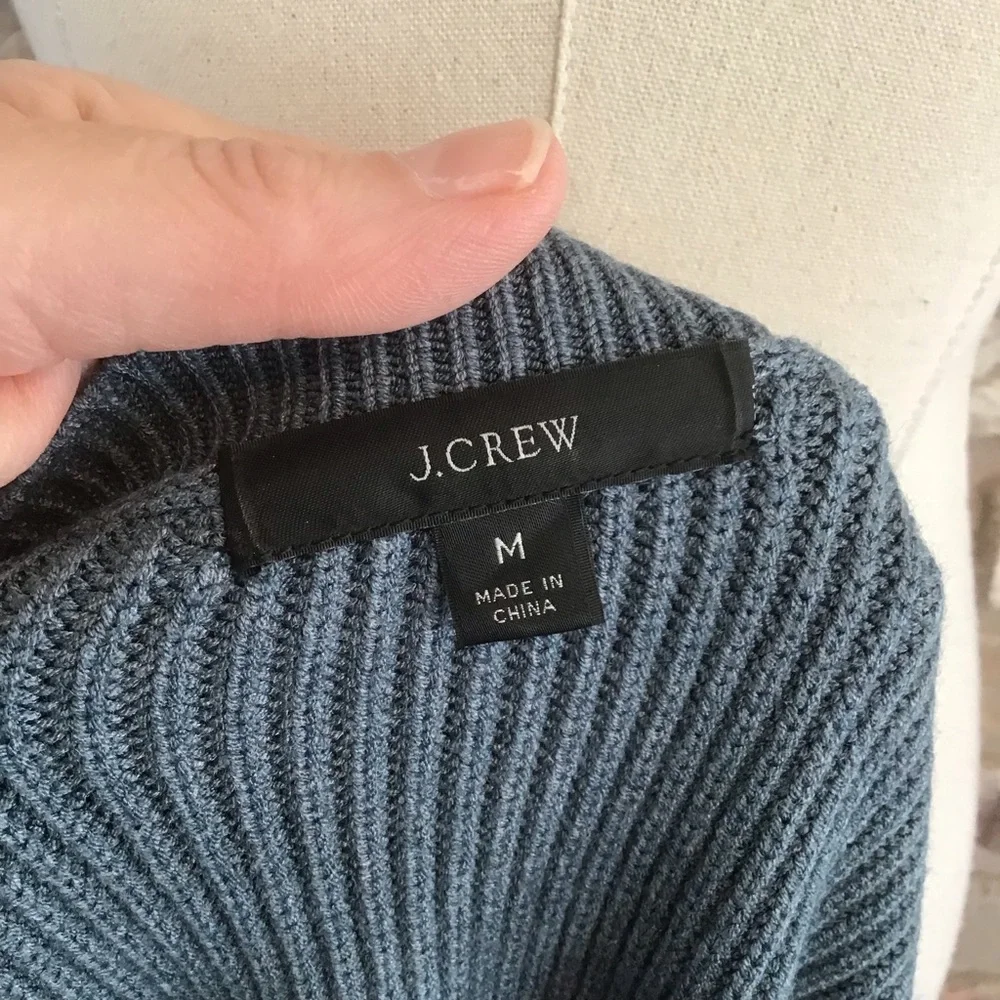 J.CREW Women's Ribbed Stretch Pullover Heather Blue Heavyweight Sweater BJ580 M